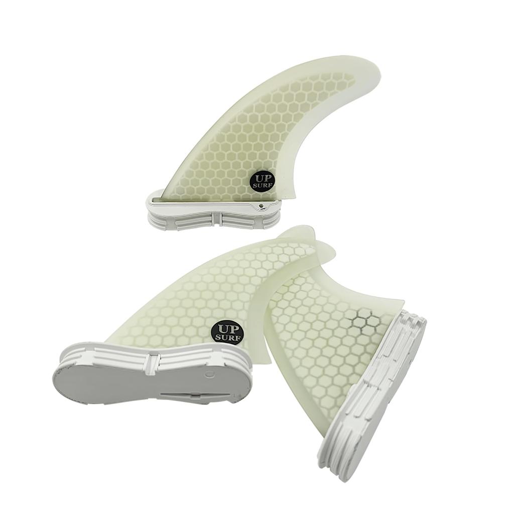 UPSURF Surfboard Fins FCS2 G5 Size Blue Honeycomb Thruster Set of 3 (White, G5)