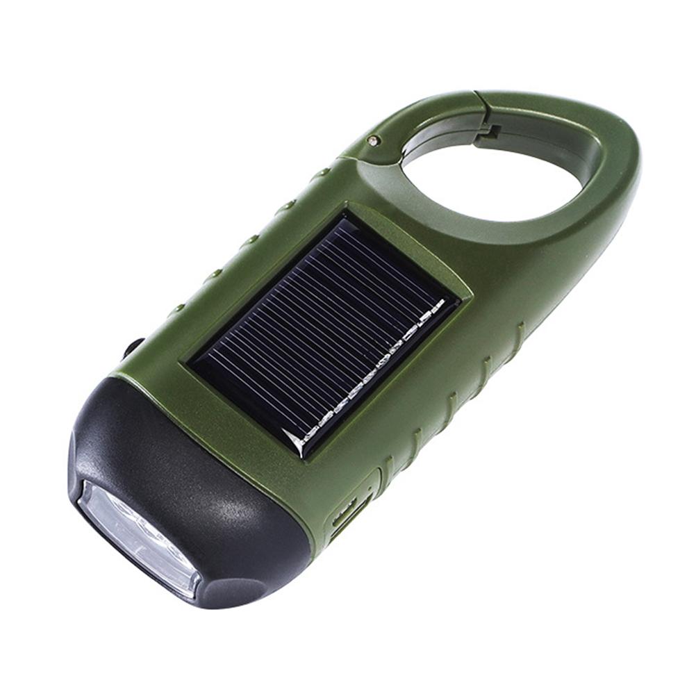 Solar Powered Hand Crank Flashlight Emergency LED Flashlight Survival Flashlight Quick Snap Carbiner Flashlight for