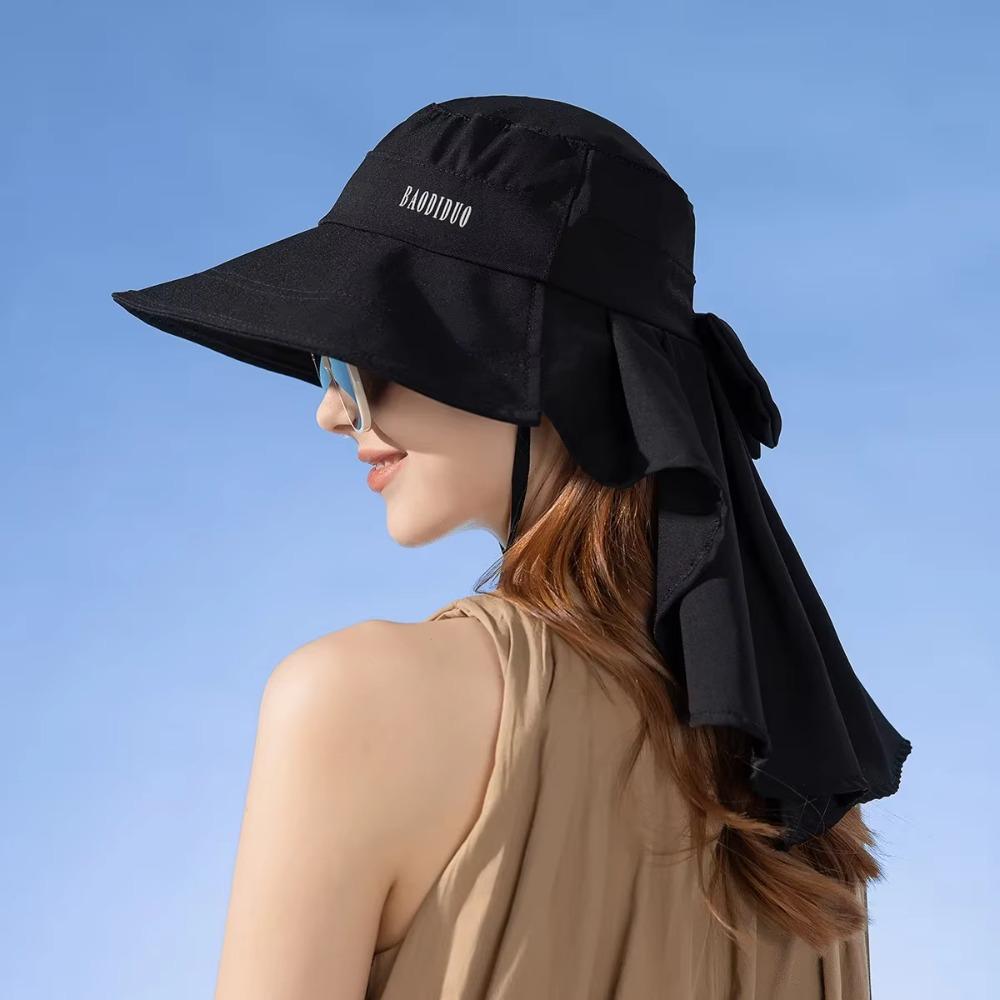 with Shawl Sunshade Bucket Hat Big Bowknot Aiti UV Fishman Hat New Design Bow Sun Hat Cycling