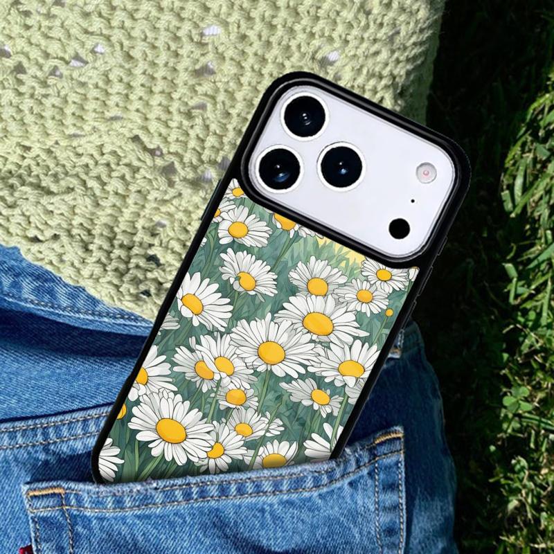 Daisy White Yellow Flower Phone Case Cover for IPhone 11 12 13 14 15 16e 17 Pro Max Coque for IPhone 17 Air