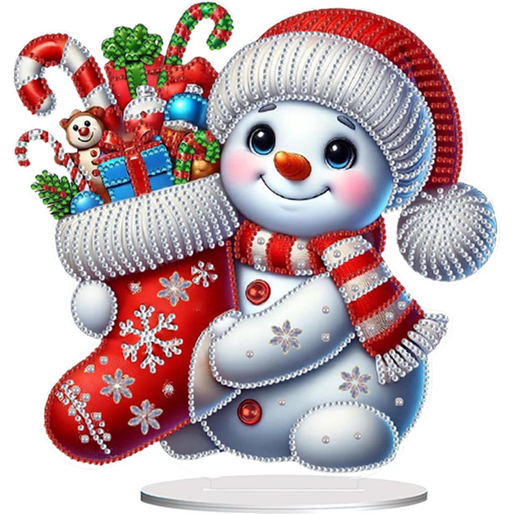 2D Flat Christmas Table Top Diamond Painting Ornament Kits 5D DIY Diamond Art Tabletop Decorations for Home Office Desktop Decor
