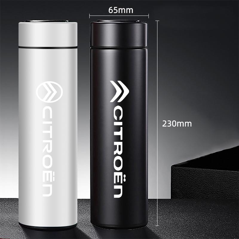 500ml Portable Car Logo Intelligent Stainless Steel Thermos Bottle For Citroen e-C3 e-C4 X C5X C3 C4 Cactus Picasso C-Crosser C6