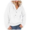 Women Casual Plus Size Loose Hoodie Plush Button Solid Color Loose Sweater Top