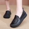 Spring and Summer Genuine Leather Mother's Shoes Women's Korean Version One Foot Kick Round Toe Hollow Single Shoes Women's Casual Shoes Hole Shoes