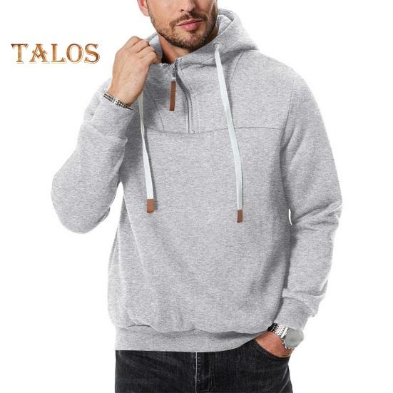 Herren Winter Hoodie Reißverschluss Halboffen Stehkragen Einfarbig Locker Pullover Sport Top Elastische Bündchen Halten Warm Alltagskleidung