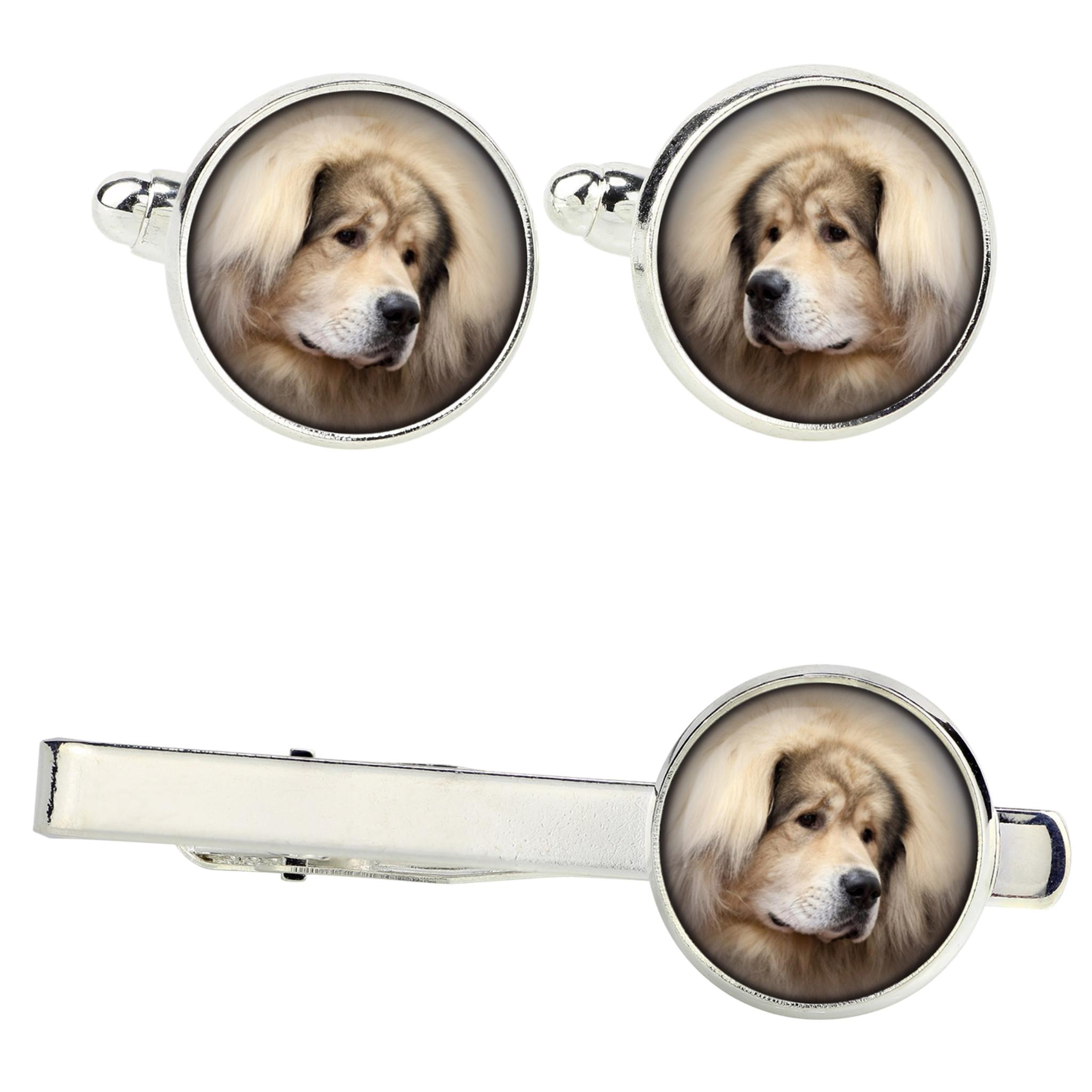 

Tibetan Mastiff, Do khyi - cufflinks and tie with your photo, a suit decoration, men s jewelry from the Art-Dog brand. срібний