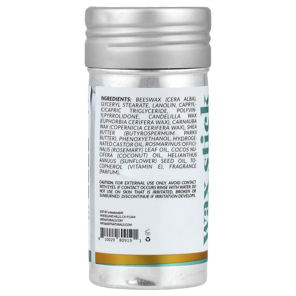 artnaturals Rosemary & Castor Oil Hair Wax Stick, For All Hair Types, 75g (2.7oz)