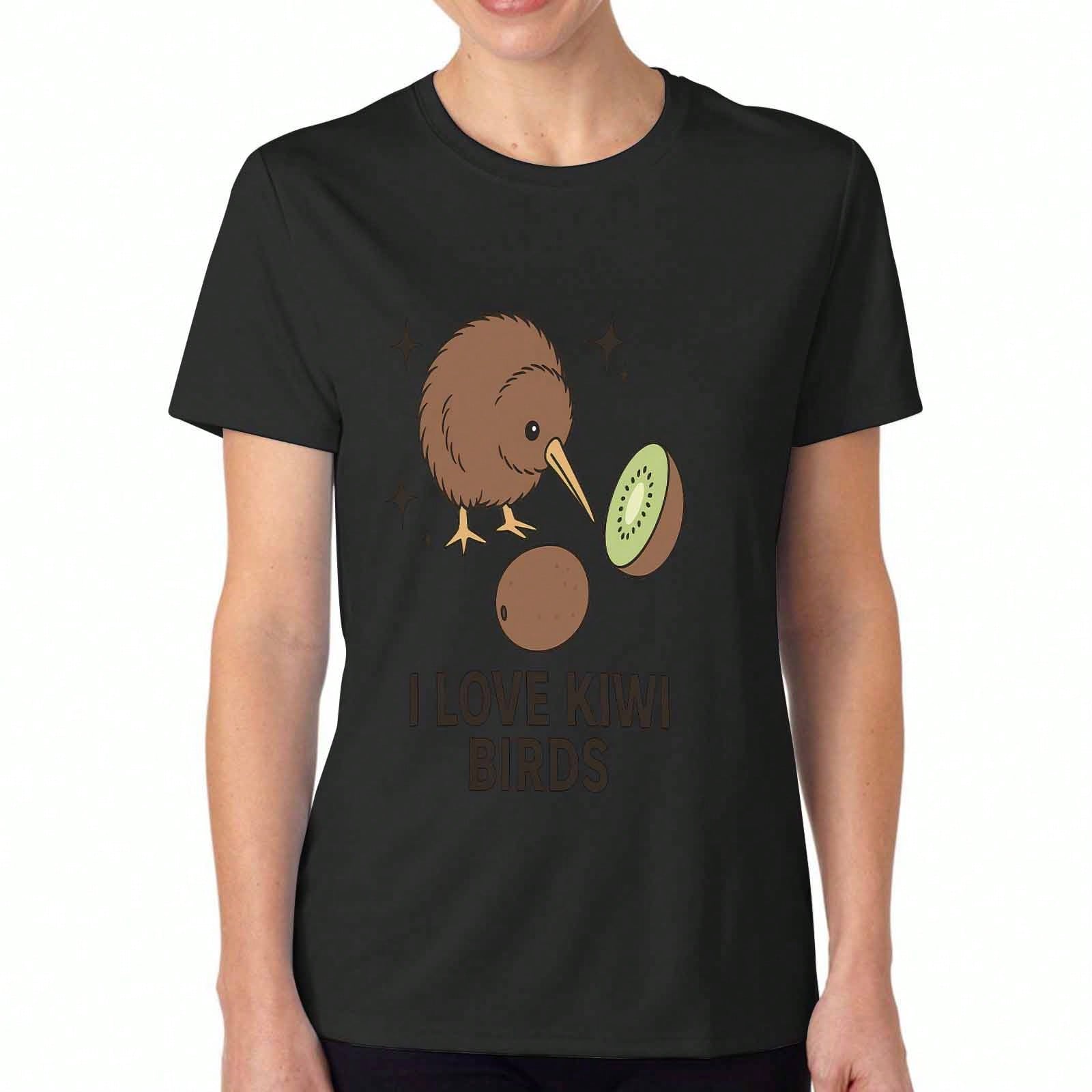 Kiwi Bird Not Kiwi Fruit Women s Cotton T Shirt, Premium Quality Print, Durable, Casual Fashion. Fun Kiwi And Fruit Design, Comfortable And Stylish, P S разноцветный