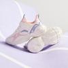 Anta Kids Synthetic Leather Fabric Trendy Versatile Lightweight Shock Absorption Low-Top Running Shoes Kids Sneakers White Pink Purple A22445577N-1