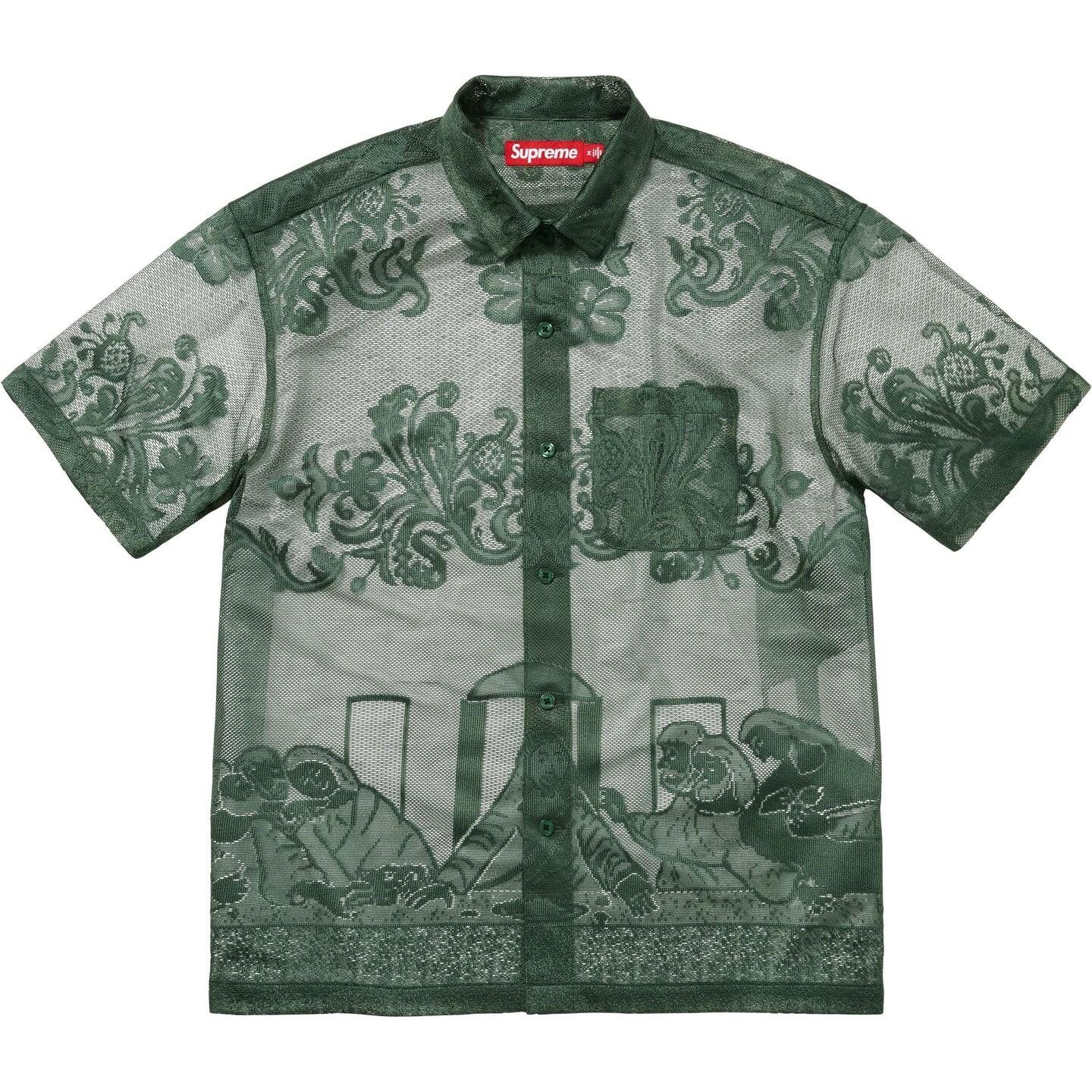 Рубашка Supreme Last Supper Lace с коротким рукавом, темно-зеленая M