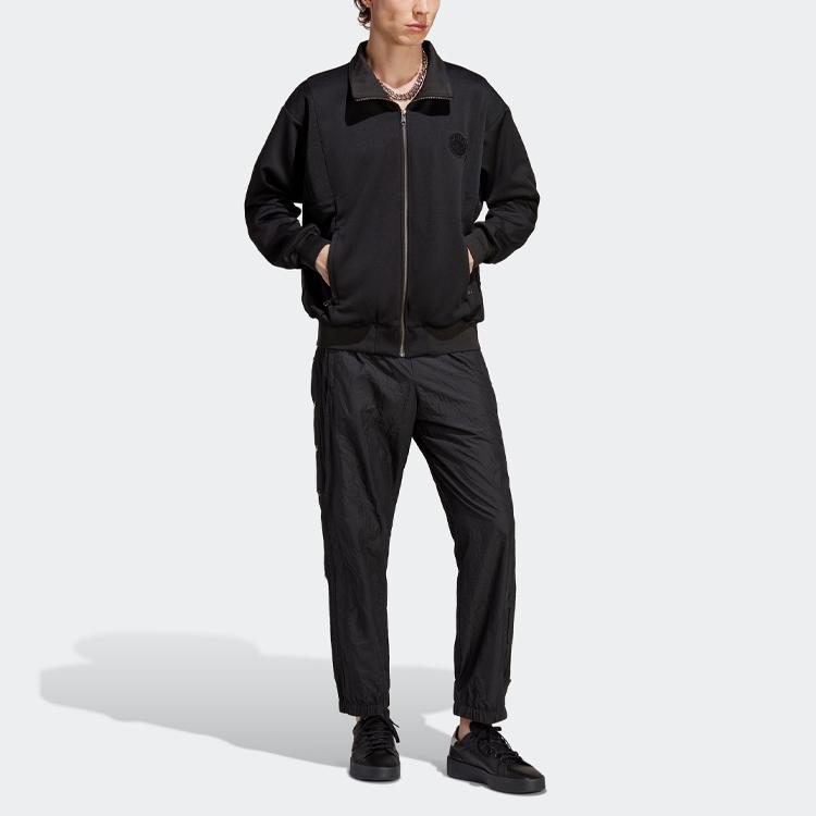 Adidas Originals Trefoil Logo Embroidered Side Button Mid-Rise Knit Sports Pants Men Bottoms Black IA2442