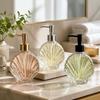 Muschelförmiger Glas-Seifenspender 400ml Flüssigseife/Lotion Aufbewahrungsflaschen Badezimmerzubehör