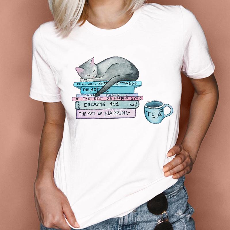 Buy Fashion T-Shirts Women Cat Funny 