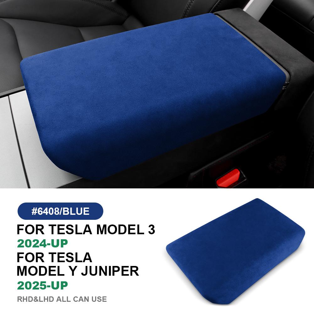 Italian Top Suede Armrest Box Protective ABS Cover Trim for Tesla Model Y Juniper 2025 2026 2027 Model 3 Highland 2024-UP