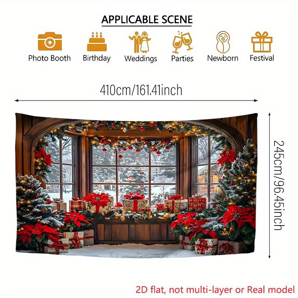 1Pcs Christmas Red Window Snow Scene Decoration Background Xmas Backdrop Decorations For Photo Studio Photo Booth Party