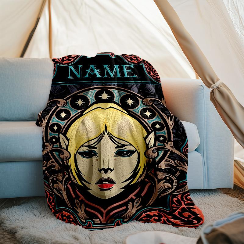 Personalized Custom Name Blanket - Dungeons & Dragons Print Design,Blanket for Sofa,Bed,Travel,Camping - Soft and Warm, Great Gift