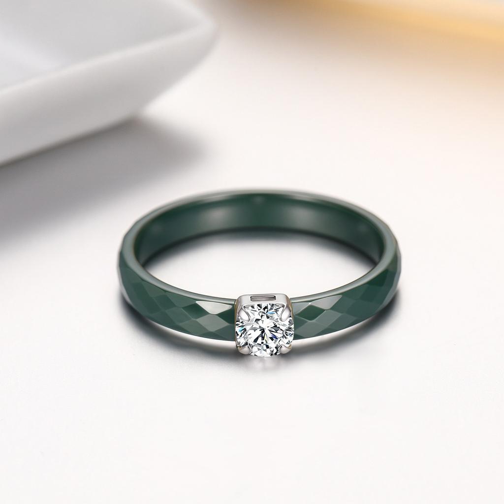 3mm Thin Ceramic Promise Ring for Women Minimalist Pink Green White Black