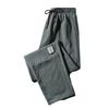 Men Pants Ice Silk Elastic Waist Drawstring Summer Mid Waist Pockets Trousers Streetwear
