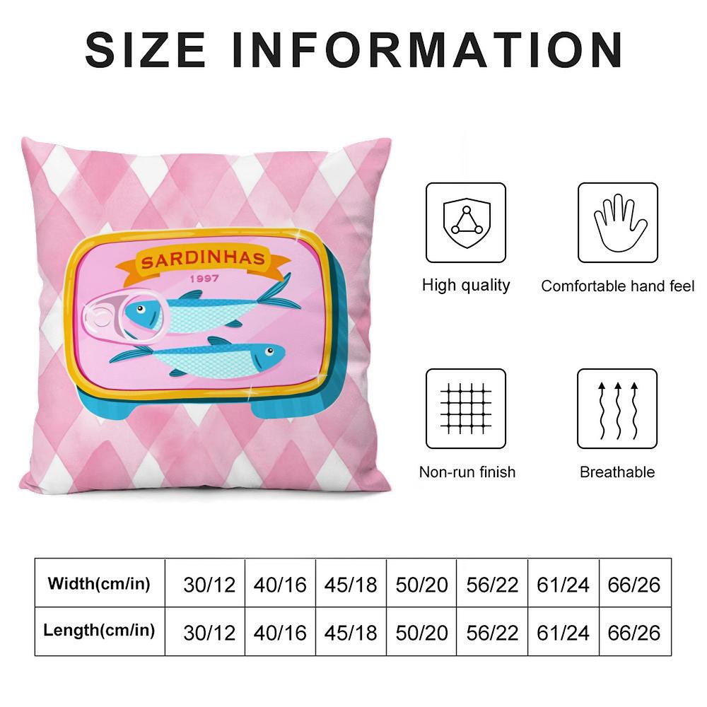 Cute Coastal Charm Sardines Ins Cushion Cover Pillowcase Ultra Soft Skin Friendly Fabric Cloud Like Comfort & Concealed Zipper