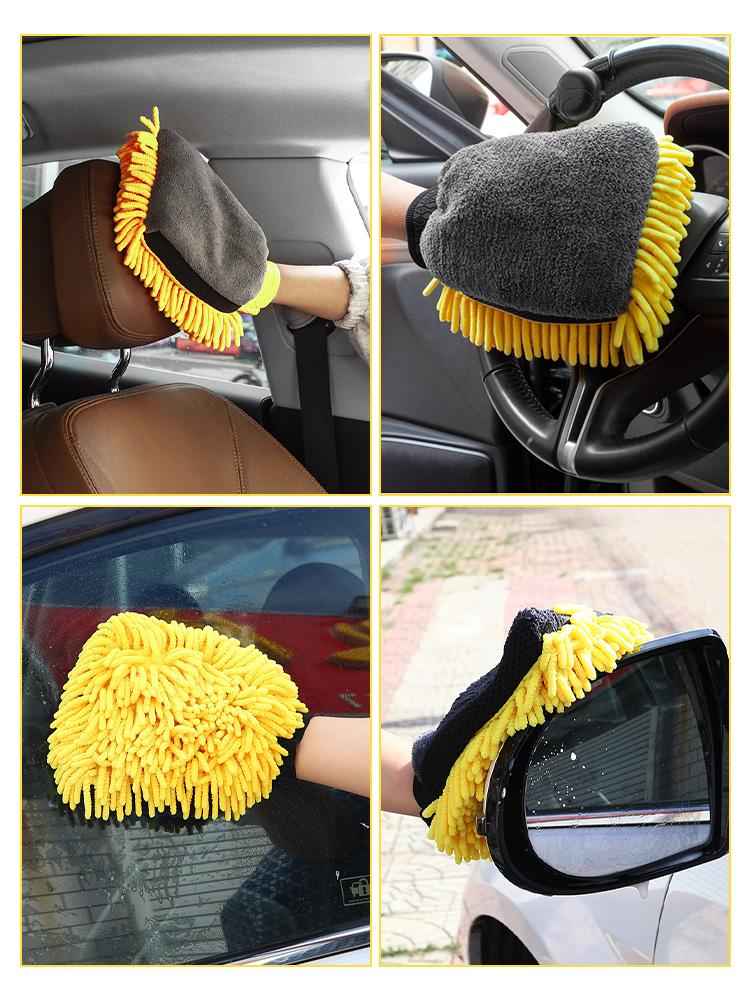 Large Microfiber Car Wash Mitt Waterproof Chenille Gloves Thick Car Cleaning Mitt Wax Detailing Auto Care Double-faced Glove