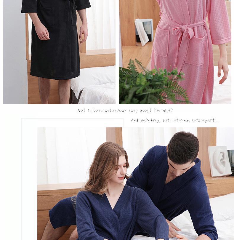 Unisex Quick-Dry Waffle Bathrobe - Lightweight, Absorbent, Ideal for Spa & Sauna