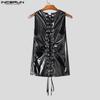 INCERUN Summer Men Glitter Sleeveless Back Bandage Party Club Skinny Tank Tops
