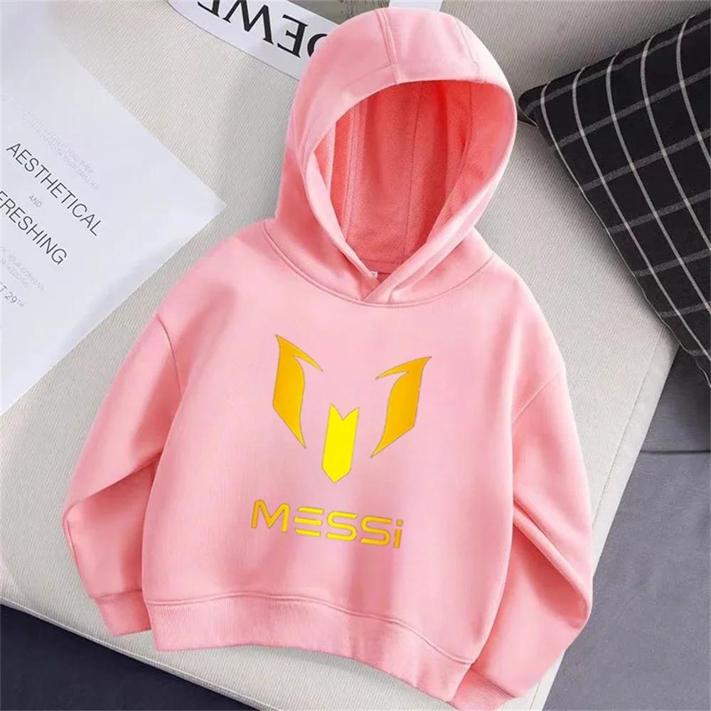 Autumn Winter Cartoon Messi Printed Children Hoodies Long Sleeve Casual Fashion Boy's Girl's Pullover Sports Kid Sweatshrts Coat