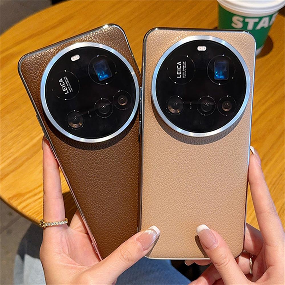 Für Xiaomi 15 Ultra Hülle Galvanisierter Rand Litschi-Textur Leder+PC Handyhülle