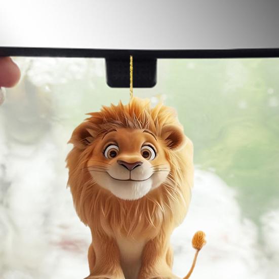 Automobile Pendant Lion Shape Decorative Ornament Vibrant Color Universal Fit Acrylic Figure Car Interior