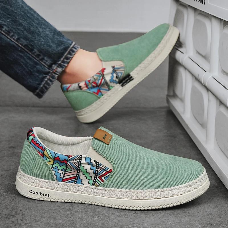 New Style Shoes Men's Sneakers Flat Canvas Shoes For Men Fisherman Linen Cloth Loafers Summer Sneakers Male Casual Shoes Man
