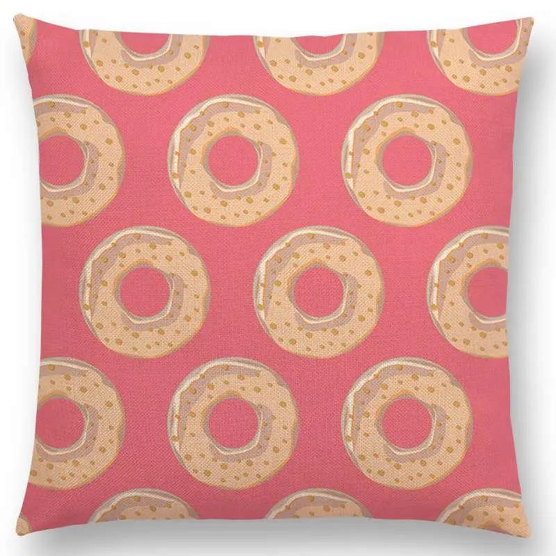 Colorful Prints Cushion Cover Chocolate Candy Donuts Pretty Ice Cream Pattern Color Party Sofa Throw Pillow Case Decor