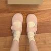 New ugly cute Mary Jane shoes women's Velcro flat bottom round head soft sole simple single shoes