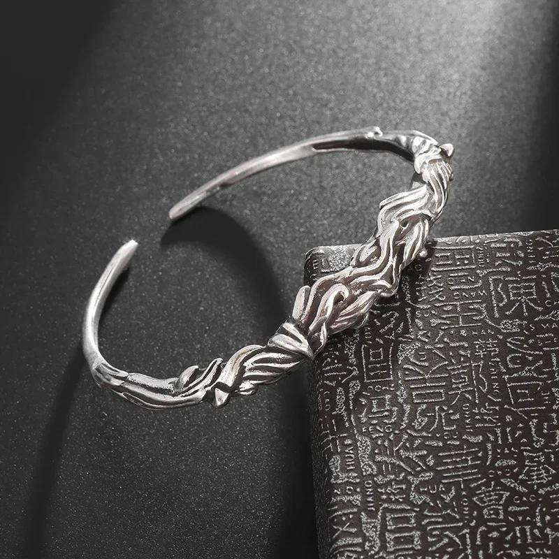 Fashionable Wings Feather Adjustable Cuff Bracelet for Men Trendy Open Design Lucky Jewelry Gift