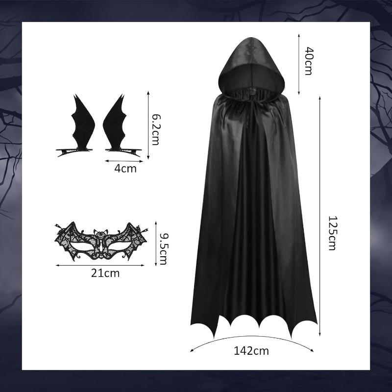 

Новые украшения на Хэллоуин Черный плащ ведьмы Реквизит для макияжа для вечеринки Материал Оксфорд Маскарадный костюм Реквизит для переодевания чёрный