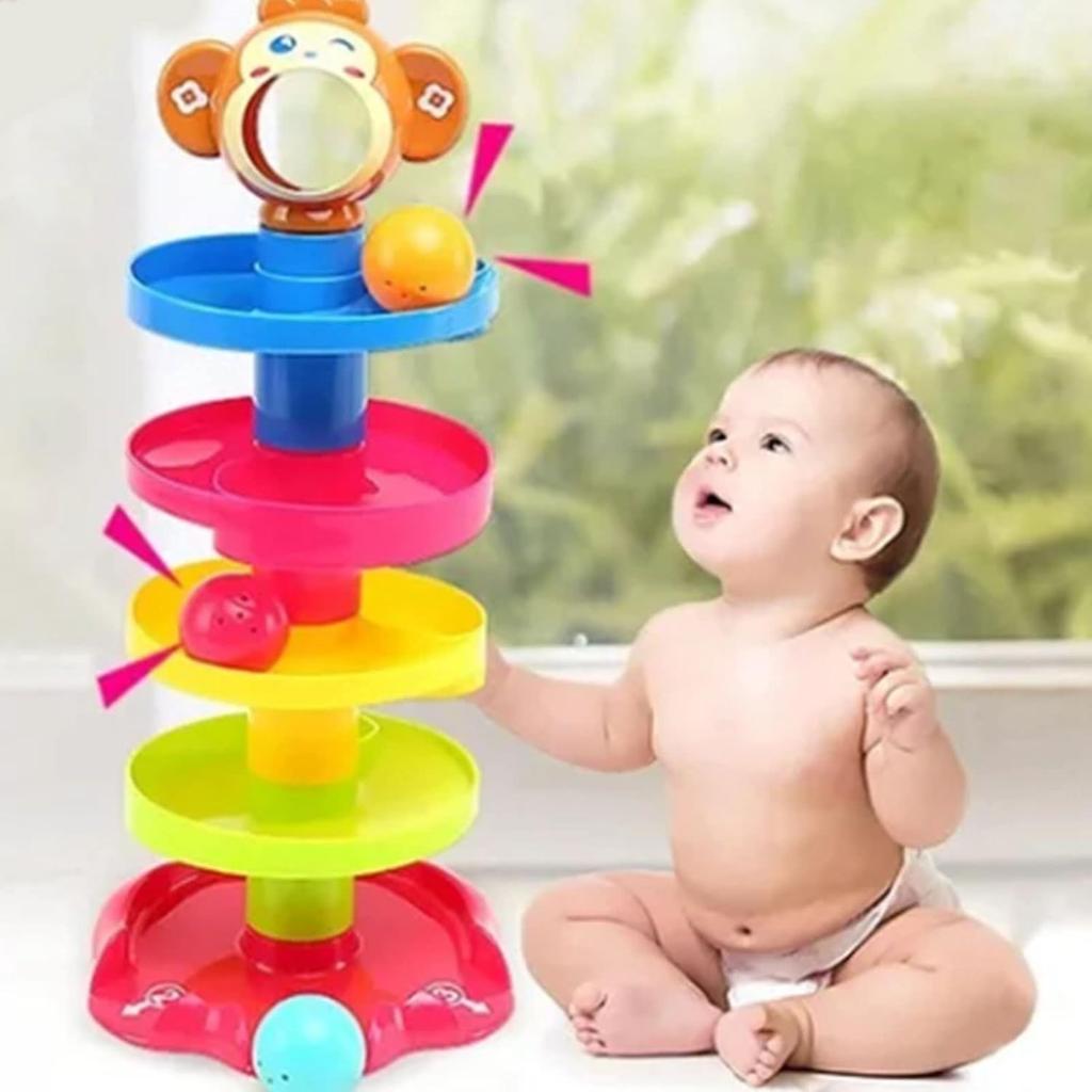 Ball Drop Toy Ball Swirling Tower, 5 Layer Ball Drop Tower, Toddler Stacked Toy for Early Education Development