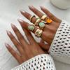 Geometric Adjustable Ethnic Open Ring Set Fashion Jewelry Aesthetic Retro Vintage Punk Gold Color Knuckle Joint Rings Irregular Accessories