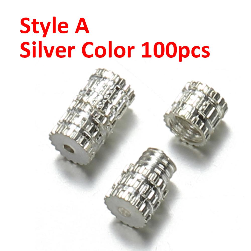 100pcs Cylinder Fasteners Buckles Closed Beading End Clasp Screw Clasps for DIY Bracelet Necklace Connectors Jewelry Making