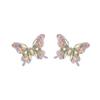 Butterfly Stud Earrings Olive Green Zircon Gemstone Ear Studs Butterfly Earrings Women Jewelry Gift for Birthdays Anniversaries