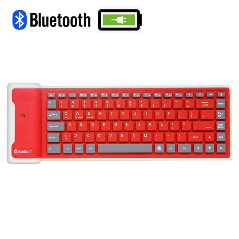 Wireless Bluetooth-compatible Keyboard Rechargeable Foldable Silicone Soft Keyboard Compatible For