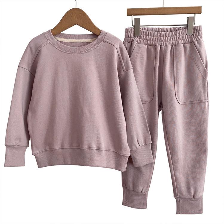 Children's Autumn Casual Korean Hoodie Set - Boys & Girls Two-Piece Long Sleeve Outfit