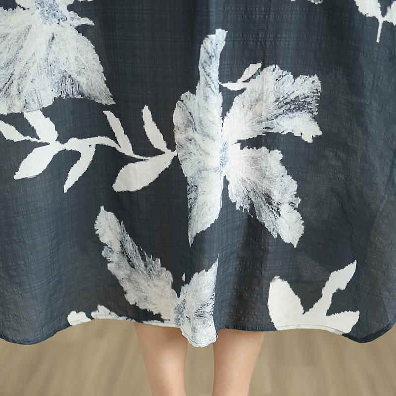 DIMANAF 2025 Women Plus Size Spring Long Dress Loose Basic Printing Vintage Casual Floral Oversize Long Sleeve Maxi