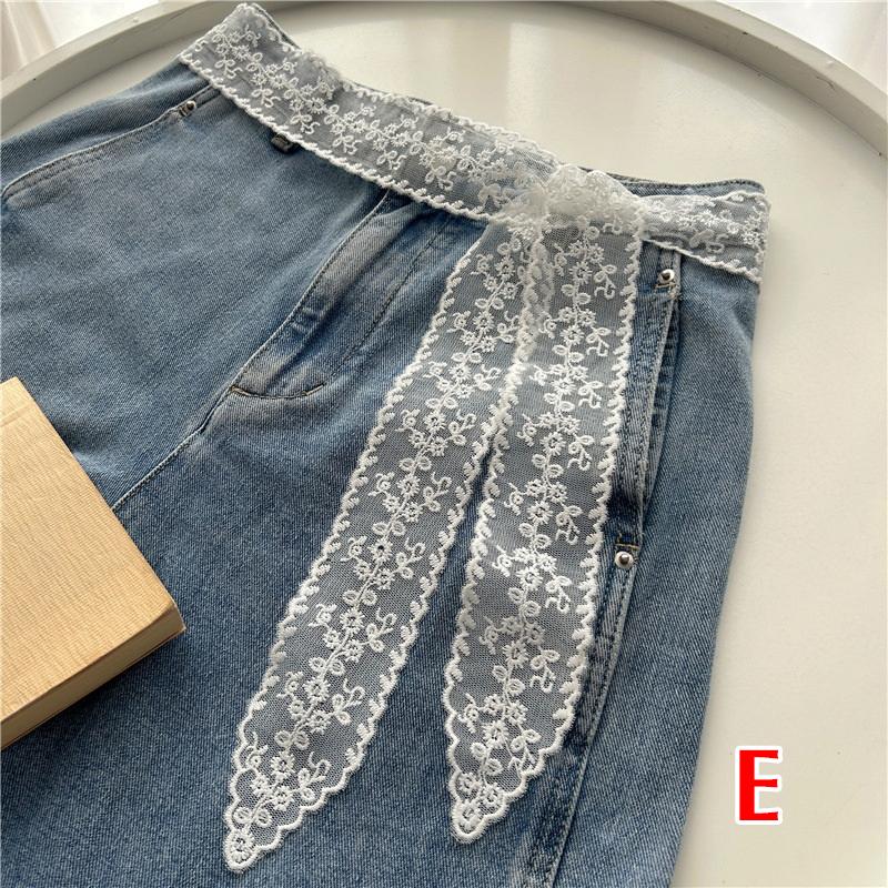 Sweet Lace Belt For Women To Match Skirts And Jeans, White Silk Belt, Long Silk Scarf, Suitable For Daily Wear