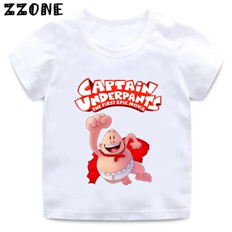 Boys and Girls Captain Underpants Cartoon Print T shirt Kids Funny Casual Clothes Baby Tops Children Summer Short Sleeve Tshirt