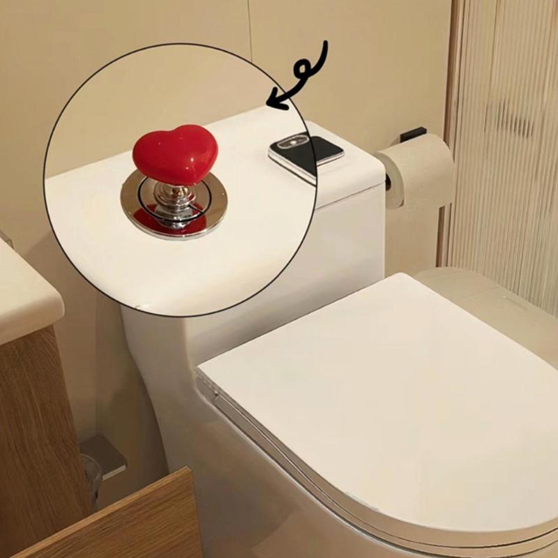 1/2Pcs Colorful Heart Shaped Toilet Press Button Water Tank Push Switch Nail Art Assistant Cabinet Door Drawer Handle