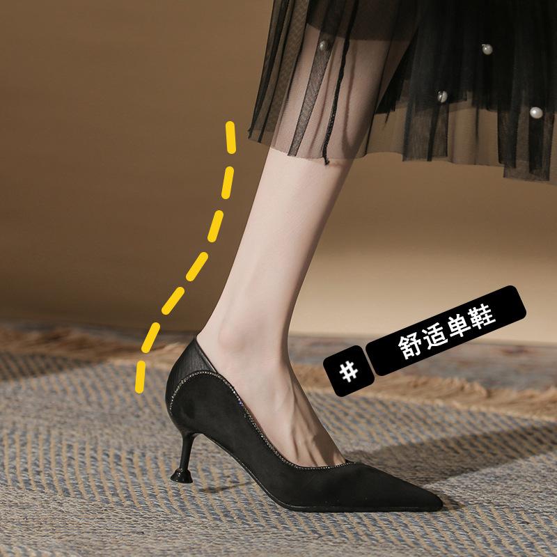 Pointed fashion popular women's shoes new temperament black popular high heel stiletto women's single shoes