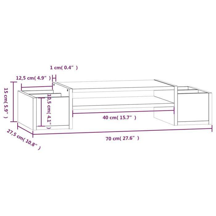 VidaXL Support de Moniteur Rehausseur d'Ecran Support pour Ordinateur Portable Bureau Maison Intérieur Gris 70x27,5x15 cm 813966