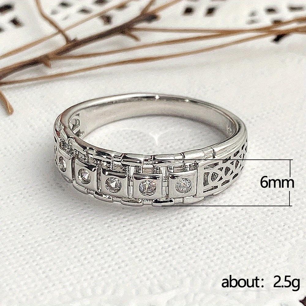 1Pc Lightweight Luxury Synthetic Zircon Ring, Suitable for Women's Niche Design, Simple Geometric Pattern, Personalized Fashion Ring