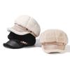 Thick Plush Stitching Octagonal Cap Women's Winter Warm Beret Ear Protection Cap