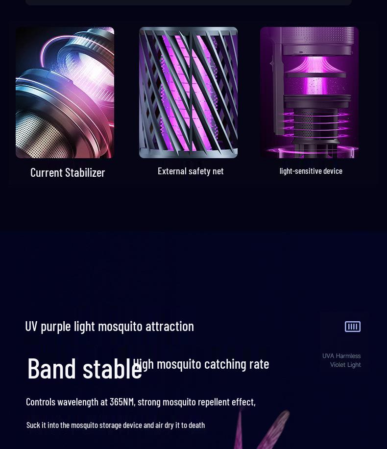 USB Rechargeable Electric Mosquito Trap Lamp - Safe for Indoor Use, Pregnant Women, and Children.