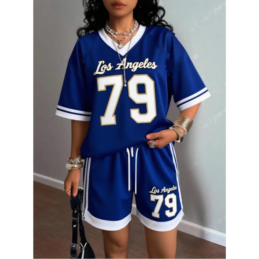 Europe And The United States Women Casual Suit Women's T-Shirt + Shorts Women Tracksuit 2 Pieces Set Women Clothing